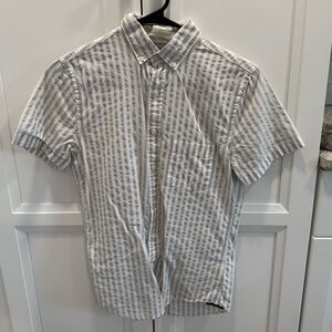 Express white and grey striped button up shirt